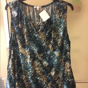 NWT Notations Multicolor Blouse With Chain 3X $45